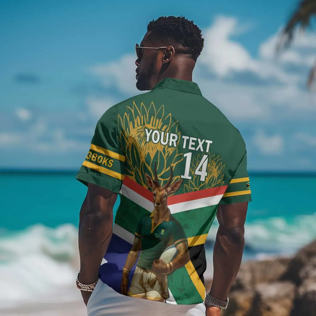 Custom South Africa Rugby Hawaiian Shirt 2024 Go Springboks Mascot African Pattern LT14