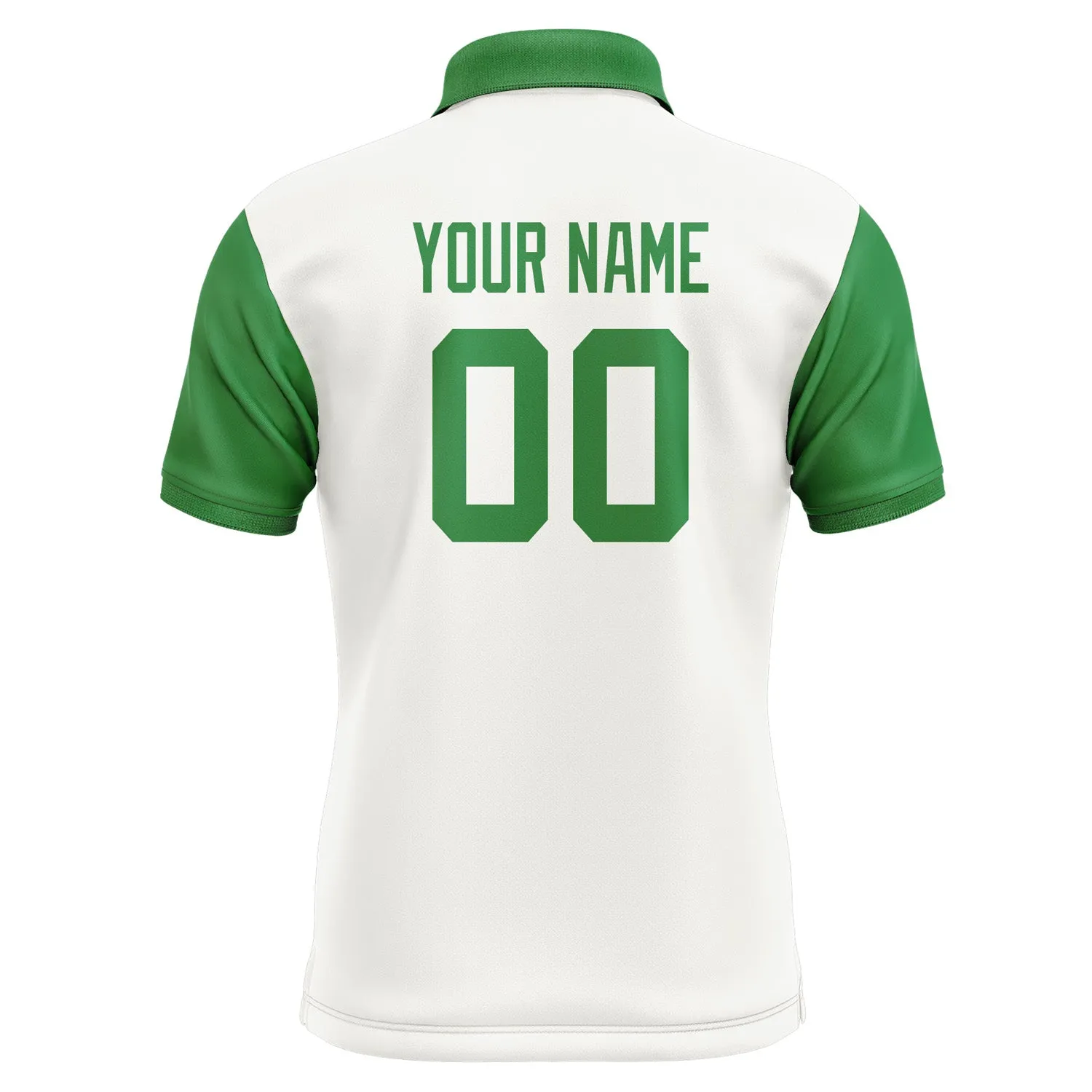 Custom White Emerald Green Short-Sleeve Polo Shirt