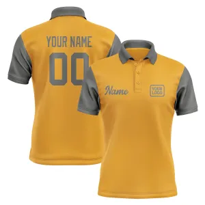 Custom Yellow Dark Grey Short-Sleeve Polo Shirt