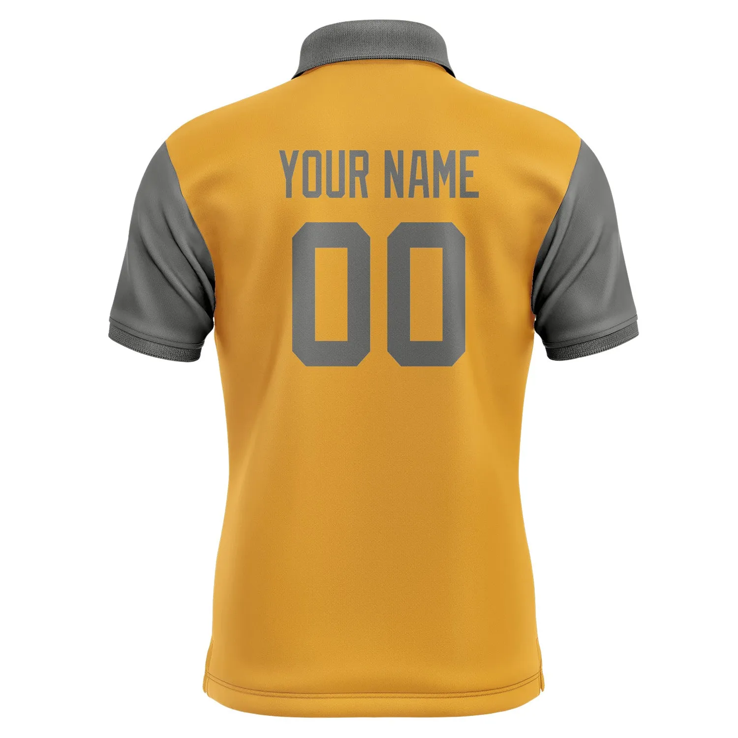 Custom Yellow Dark Grey Short-Sleeve Polo Shirt