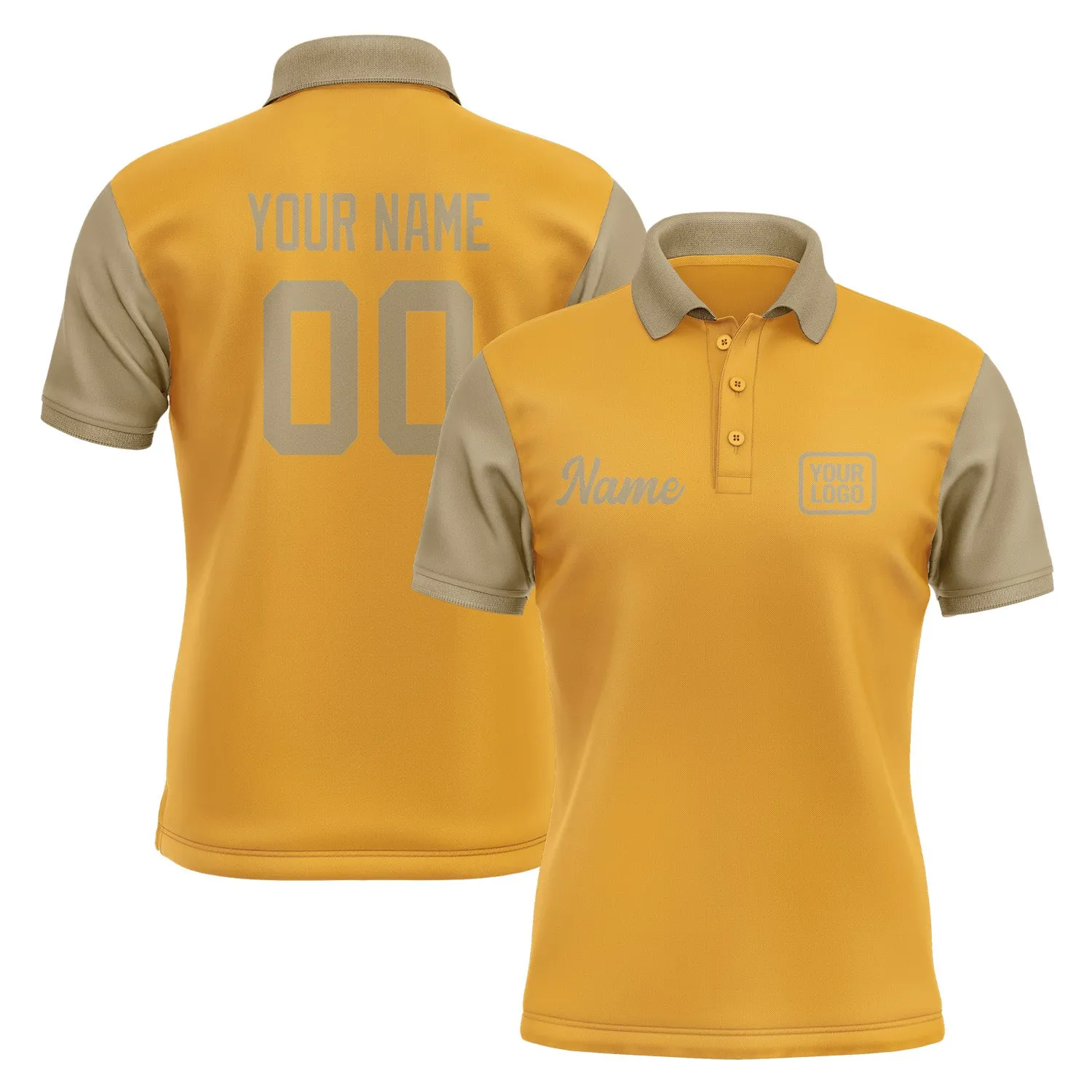 Custom Yellow Light Khaki Short-Sleeve Polo Shirt