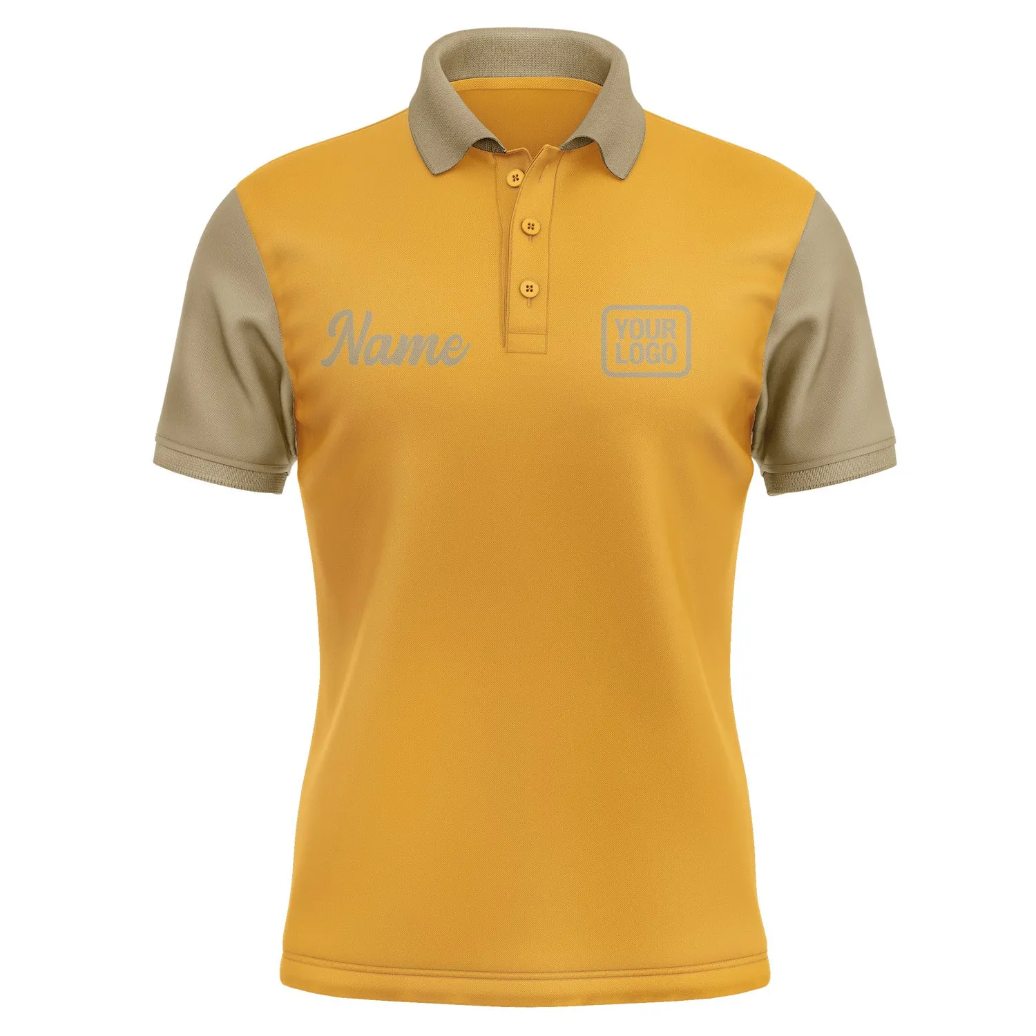 Custom Yellow Light Khaki Short-Sleeve Polo Shirt