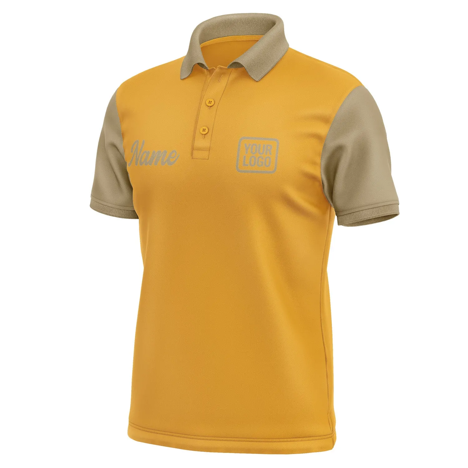 Custom Yellow Light Khaki Short-Sleeve Polo Shirt