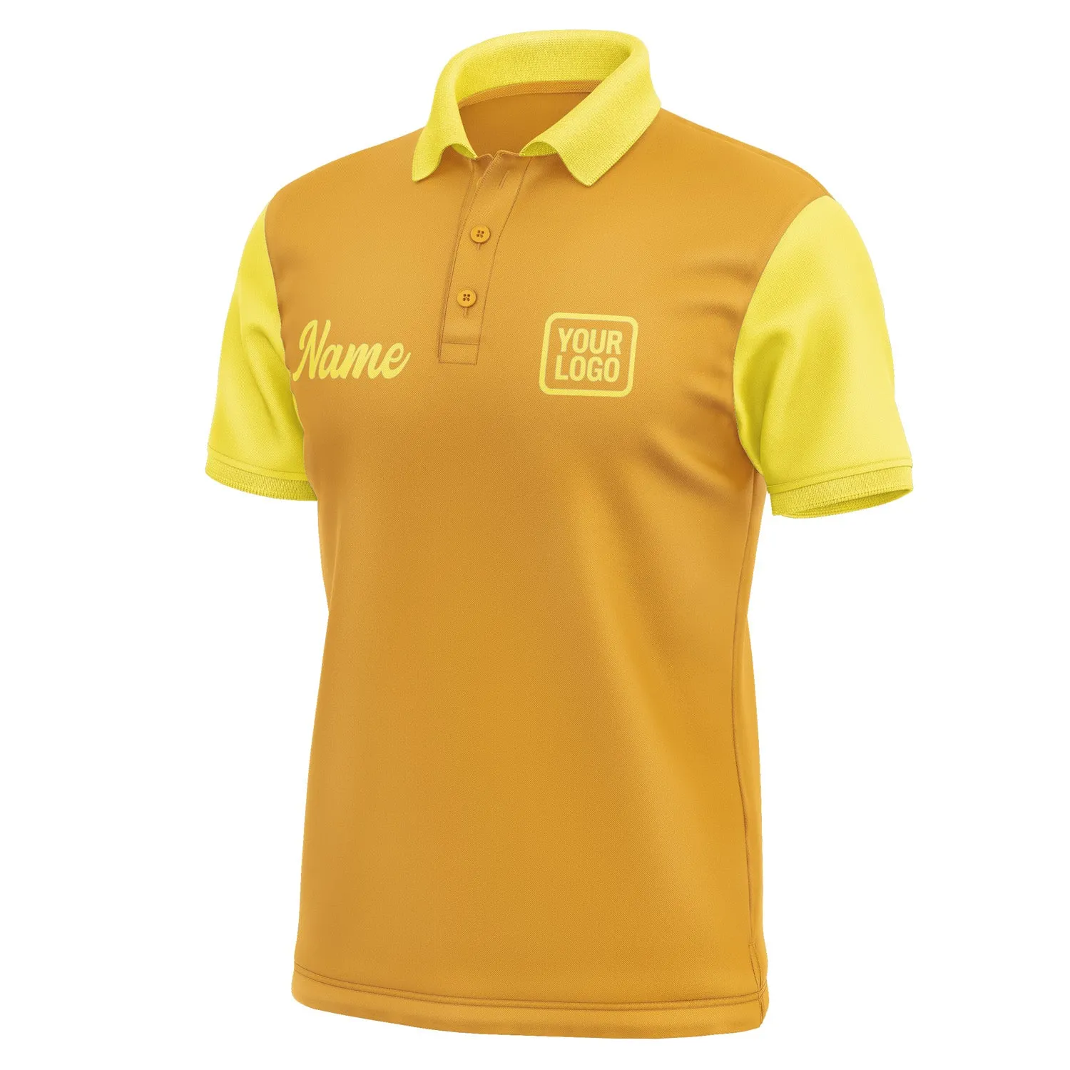 Custom Yellow Light Yellow Short-Sleeve Polo Shirt