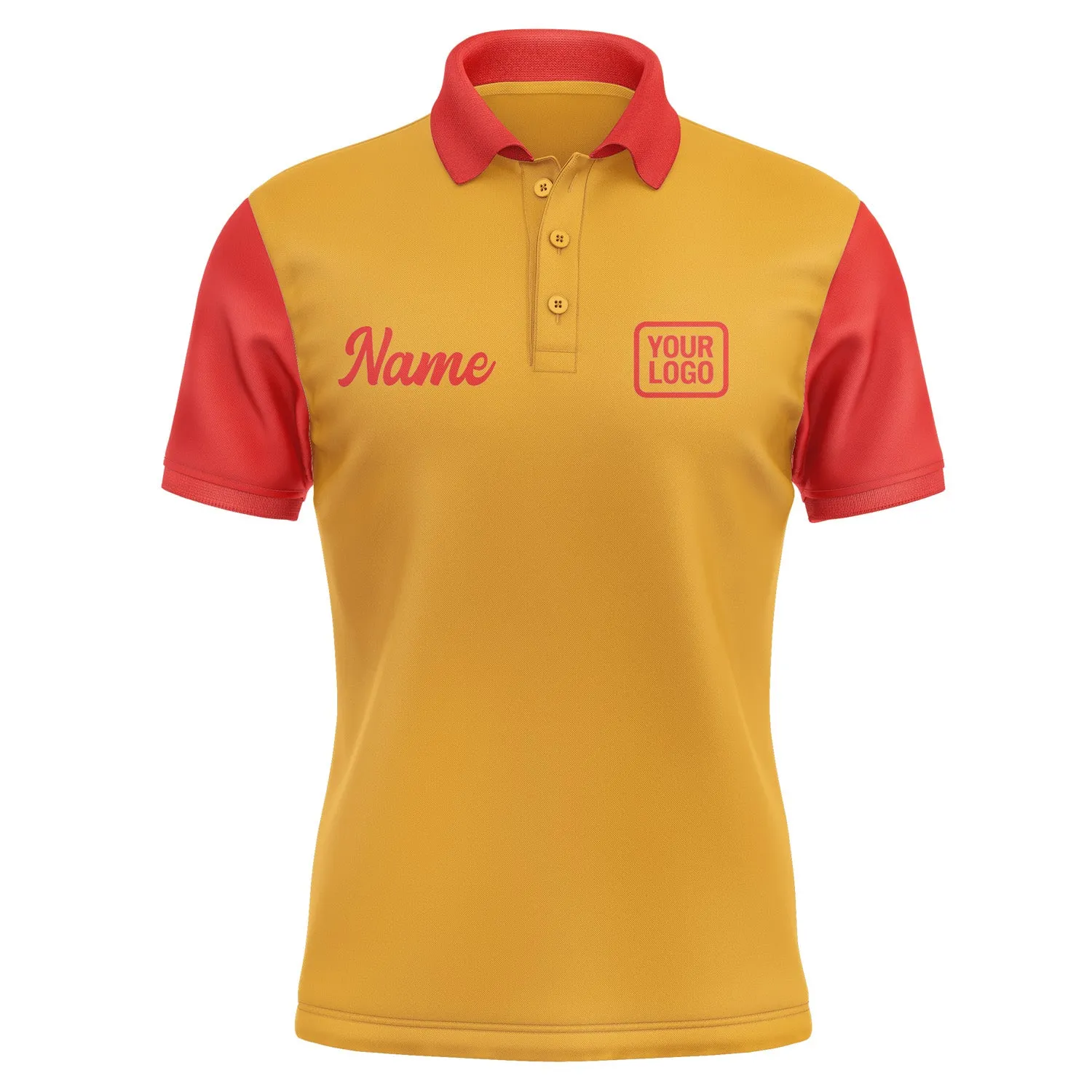 Custom Yellow Orange Red Short-Sleeve Polo Shirt
