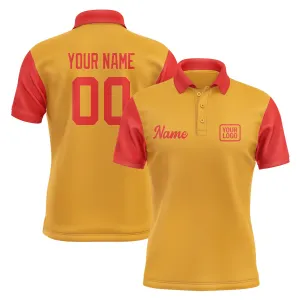Custom Yellow Orange Red Short-Sleeve Polo Shirt