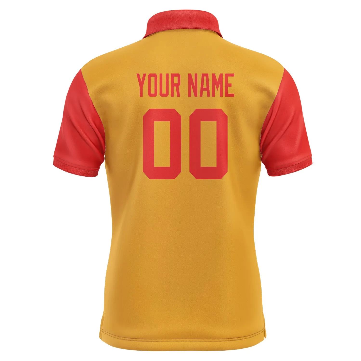 Custom Yellow Orange Red Short-Sleeve Polo Shirt