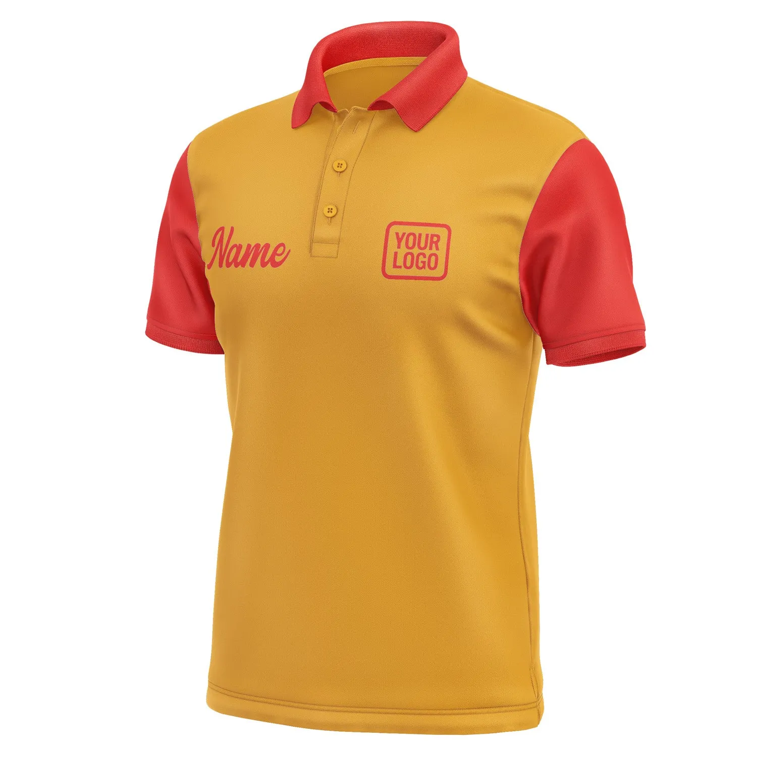 Custom Yellow Orange Red Short-Sleeve Polo Shirt
