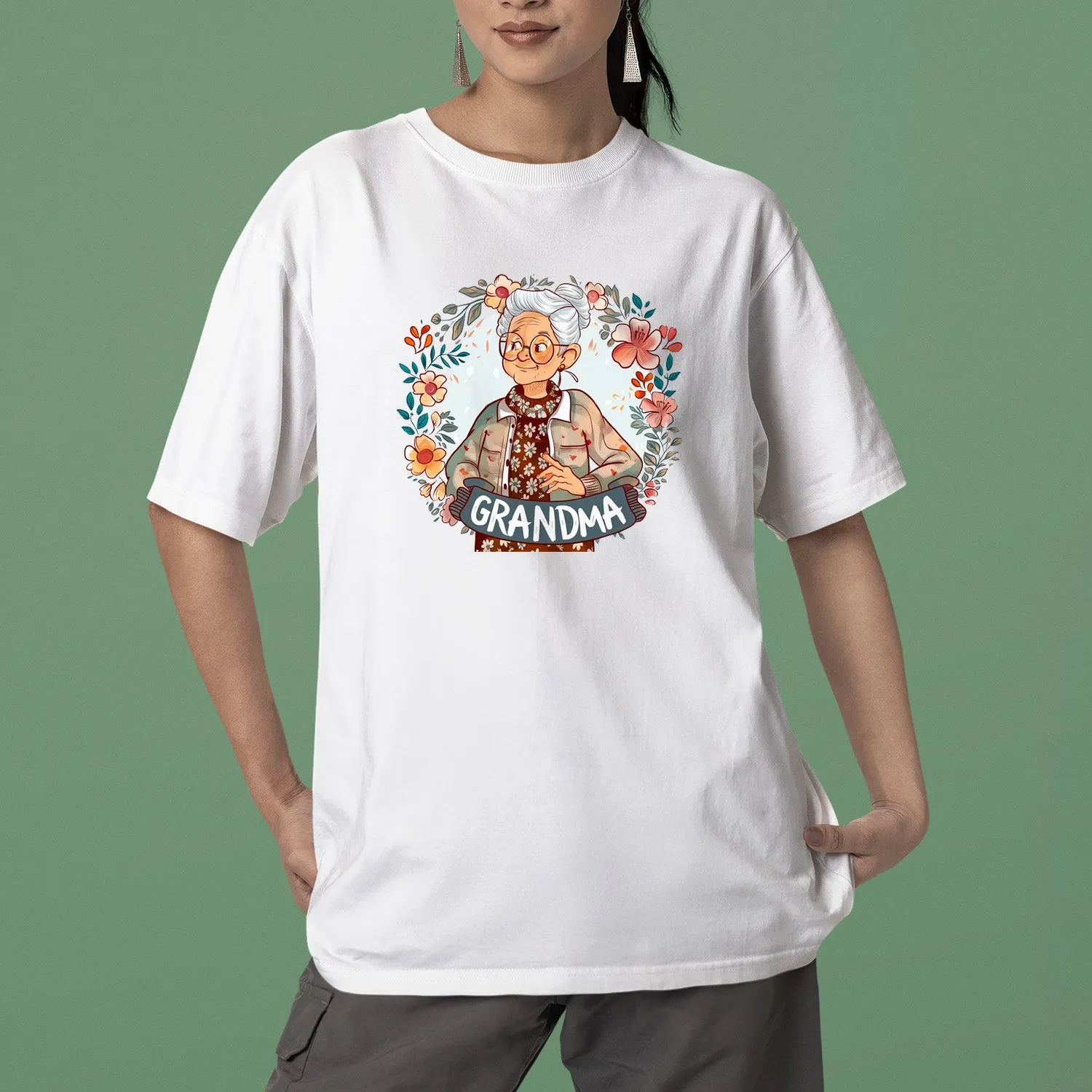 Cute Chibi Grandma T-Shirt, Floral Nana Shirt, Celebrate Mom, Nana Shirt, Grandma Hoodie, Grandma Shirt, Mother's Day Gift For Grandma, Happy Mother's Day 03