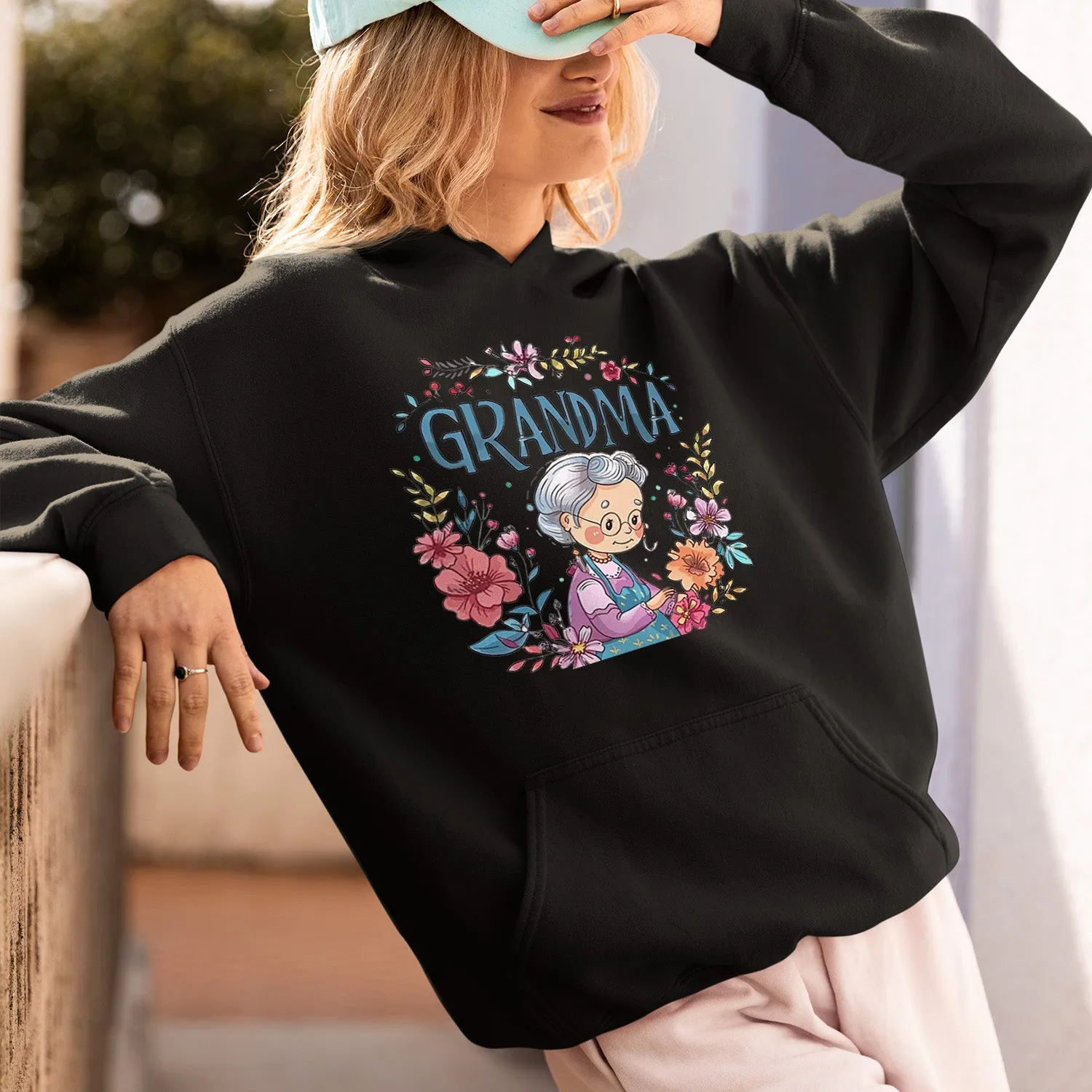 Cute Chibi Grandma T-Shirt, Floral Nana Shirt, Celebrate Mom, Nana Shirt, Grandma Hoodie, Grandma Shirt, Mother's Day Gift For Grandma, Happy Mother's Day 03