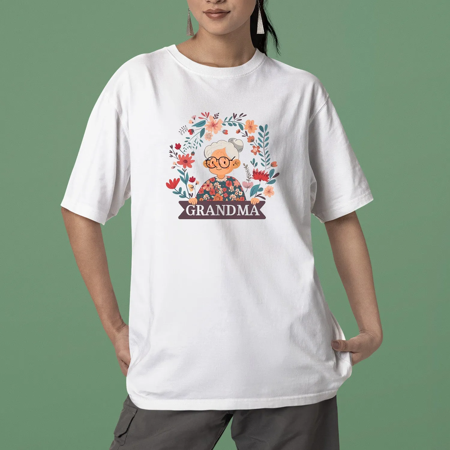 Cute Chibi Grandma T-Shirt, Floral Nana Shirt, Celebrate Mom, Nana Shirt, Grandma Hoodie, Grandma Shirt, Mother's Day Gift For Grandma, Happy Mother's Day 03