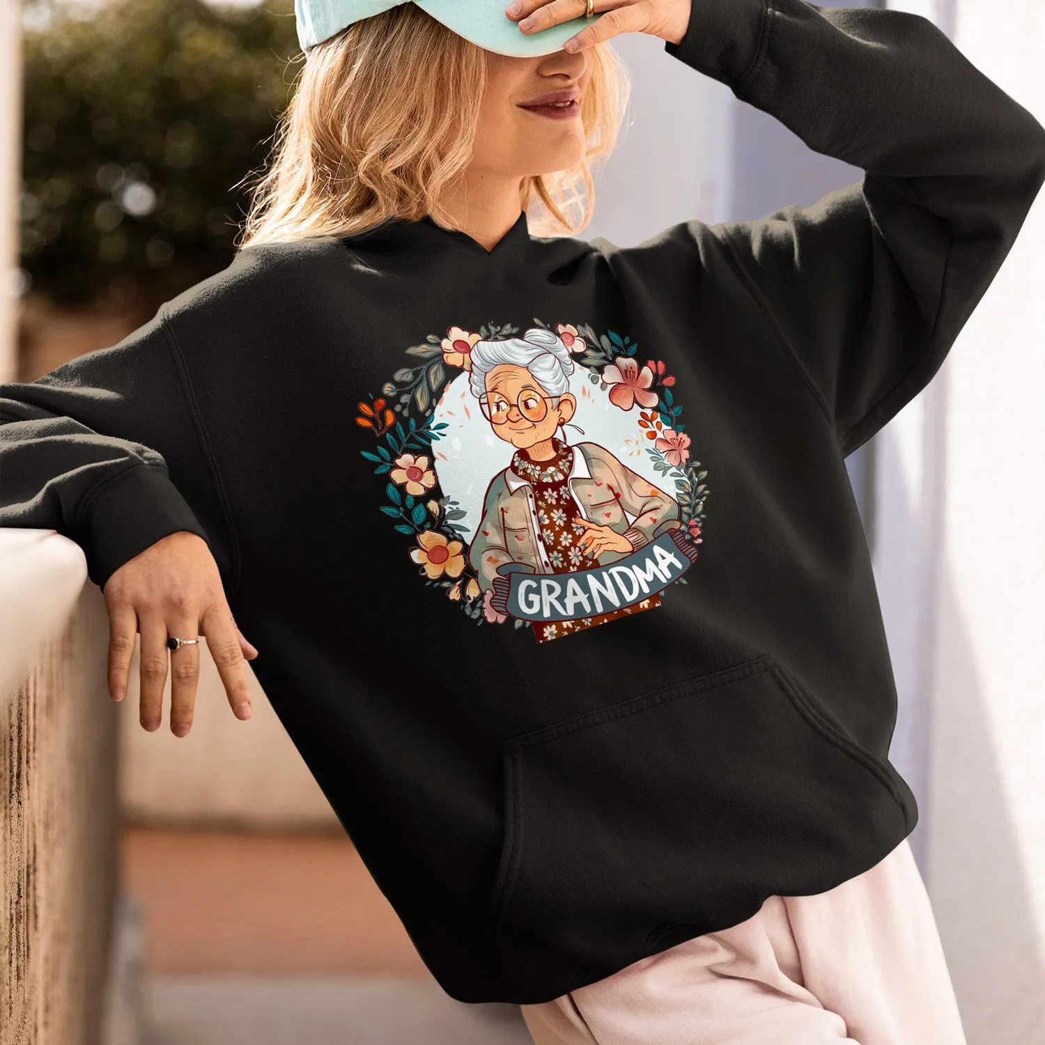 Cute Chibi Grandma T-Shirt, Floral Nana Shirt, Celebrate Mom, Nana Shirt, Grandma Hoodie, Grandma Shirt, Mother's Day Gift For Grandma, Happy Mother's Day 03