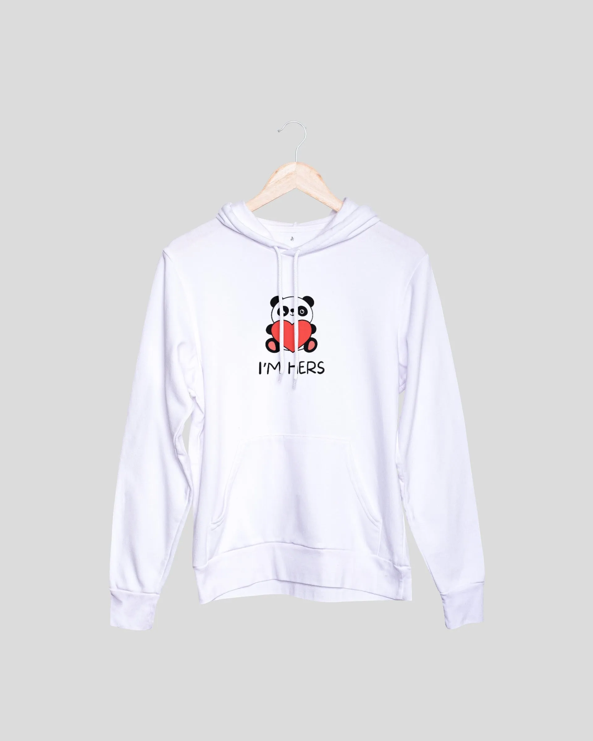 Cute Love Panda Couple Hoodies - White Oversized Fit Hoodies