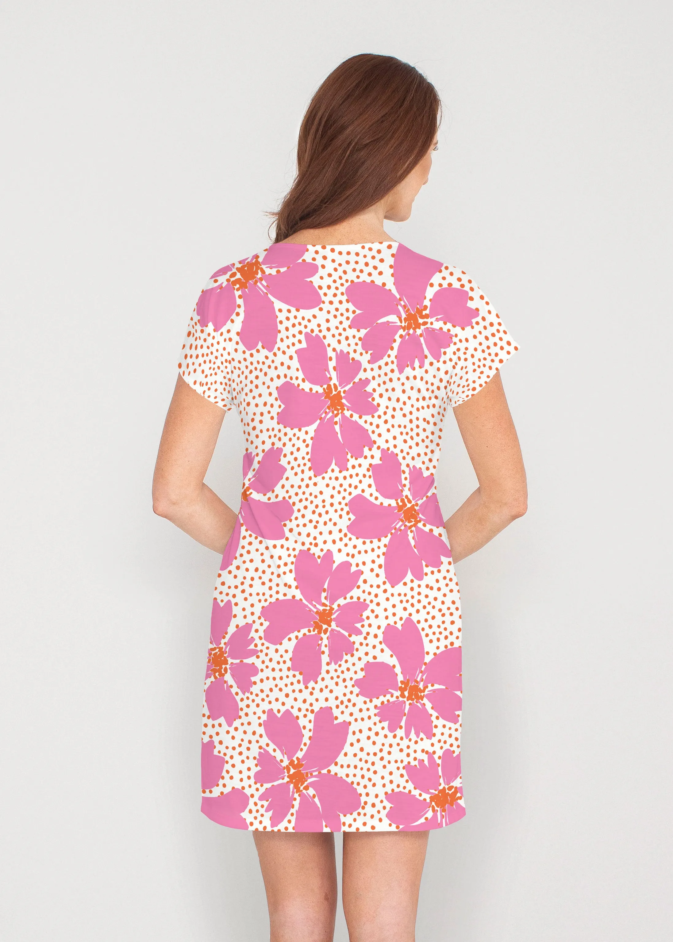Daisy Dots Pink (8079) ~ Lucy Tee Dress