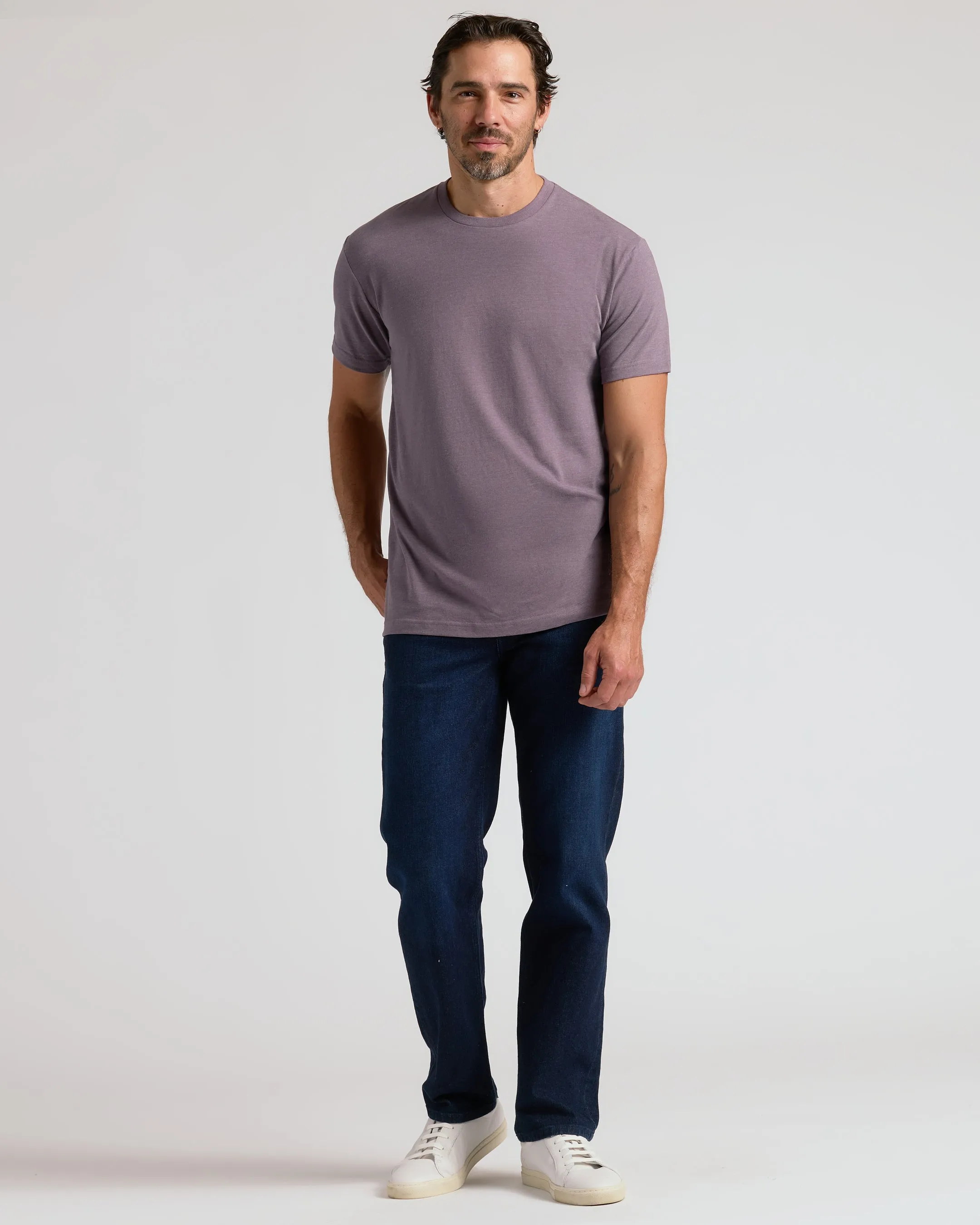 Dark Heather Amethyst Short Sleeve Crew Neck Tee