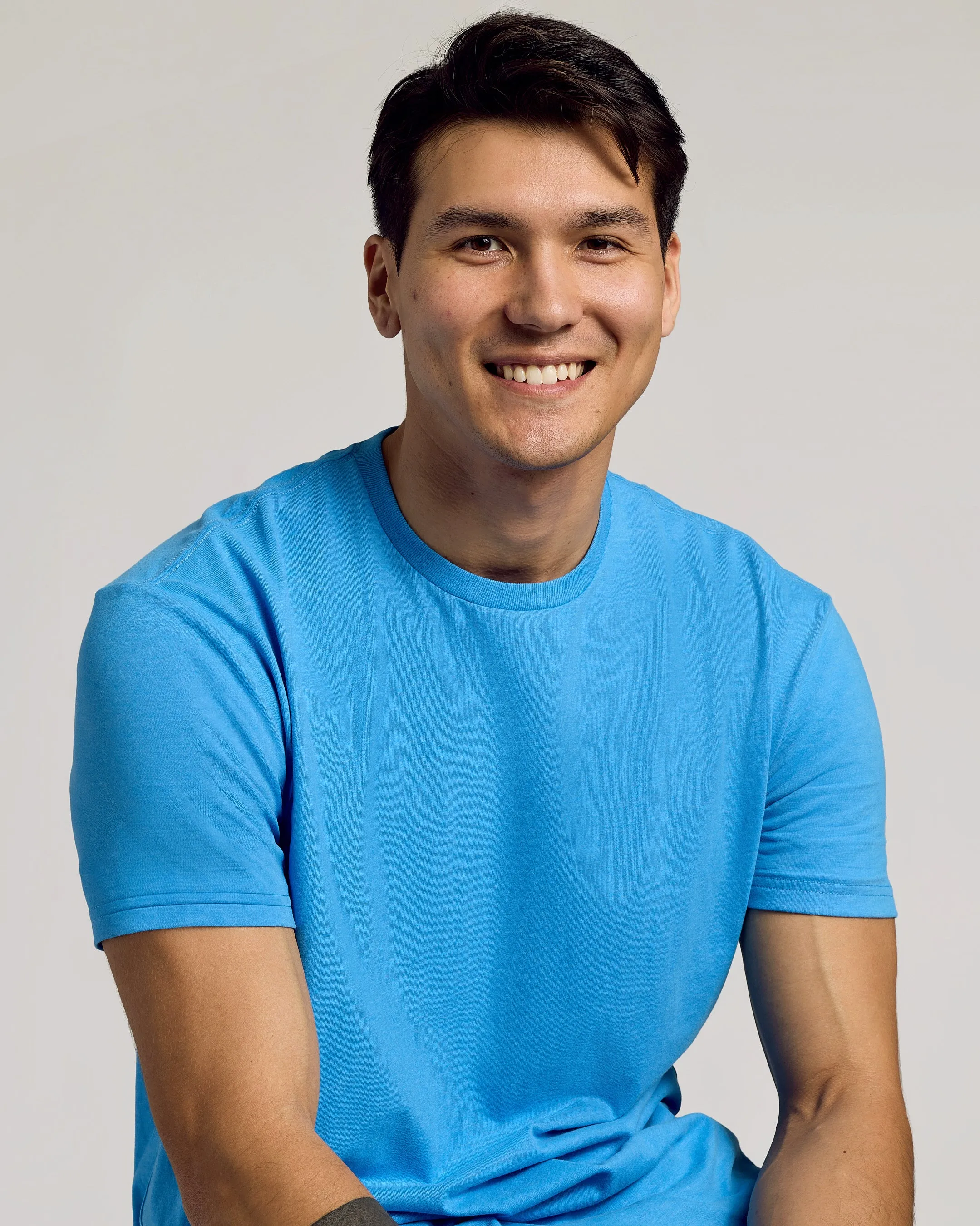 Dark Heather Bahama Blue Short Sleeve Crew Neck Tee