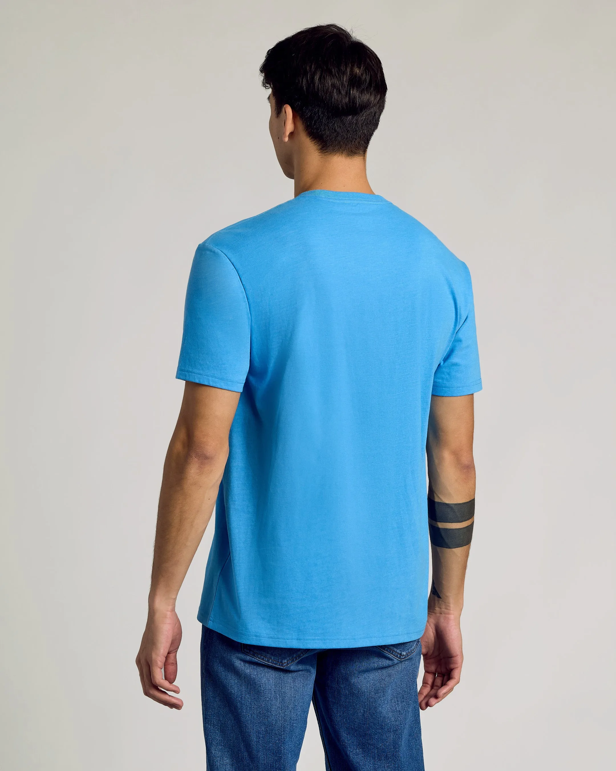 Dark Heather Bahama Blue Short Sleeve Crew Neck Tee