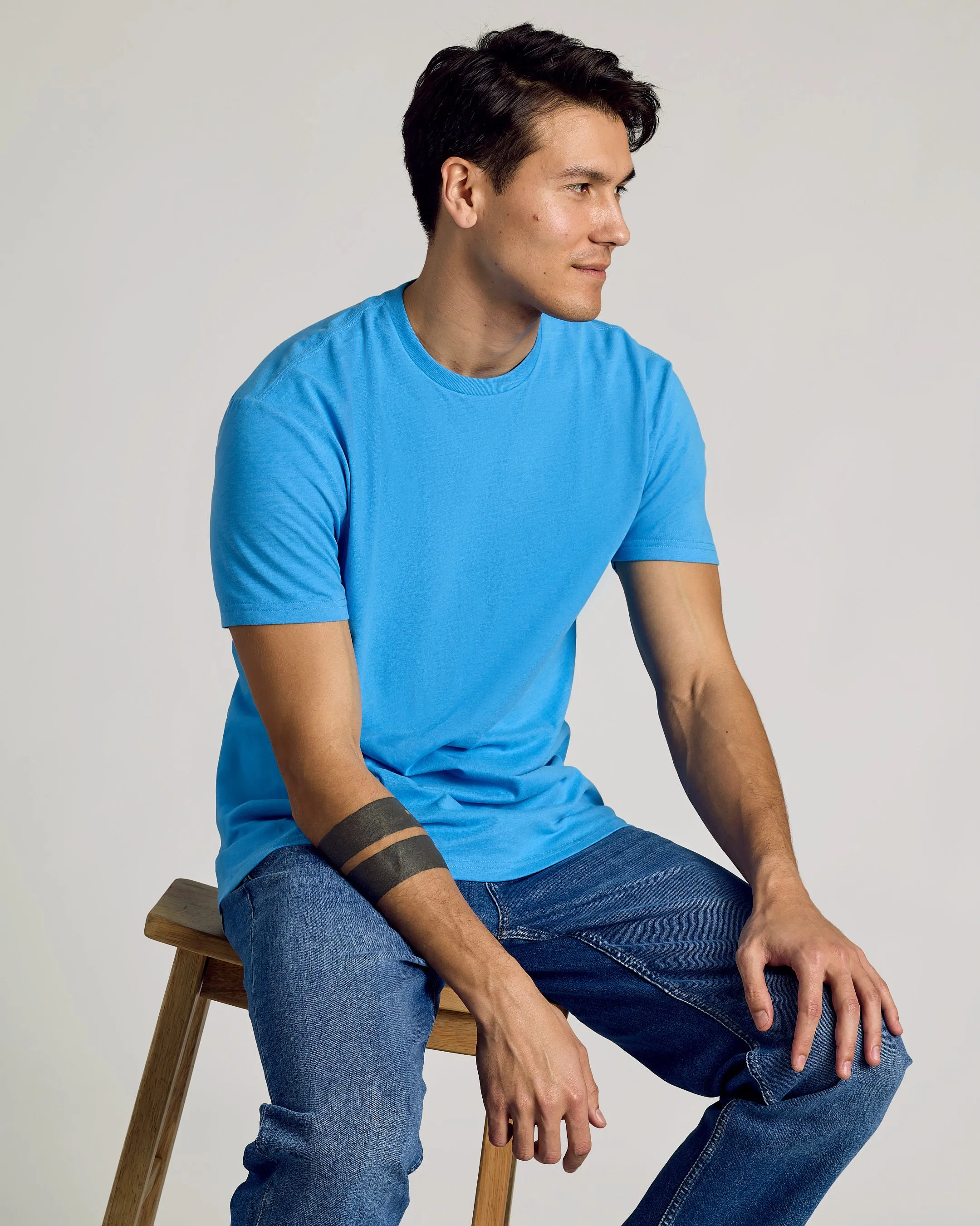 Dark Heather Bahama Blue Short Sleeve Crew Neck Tee