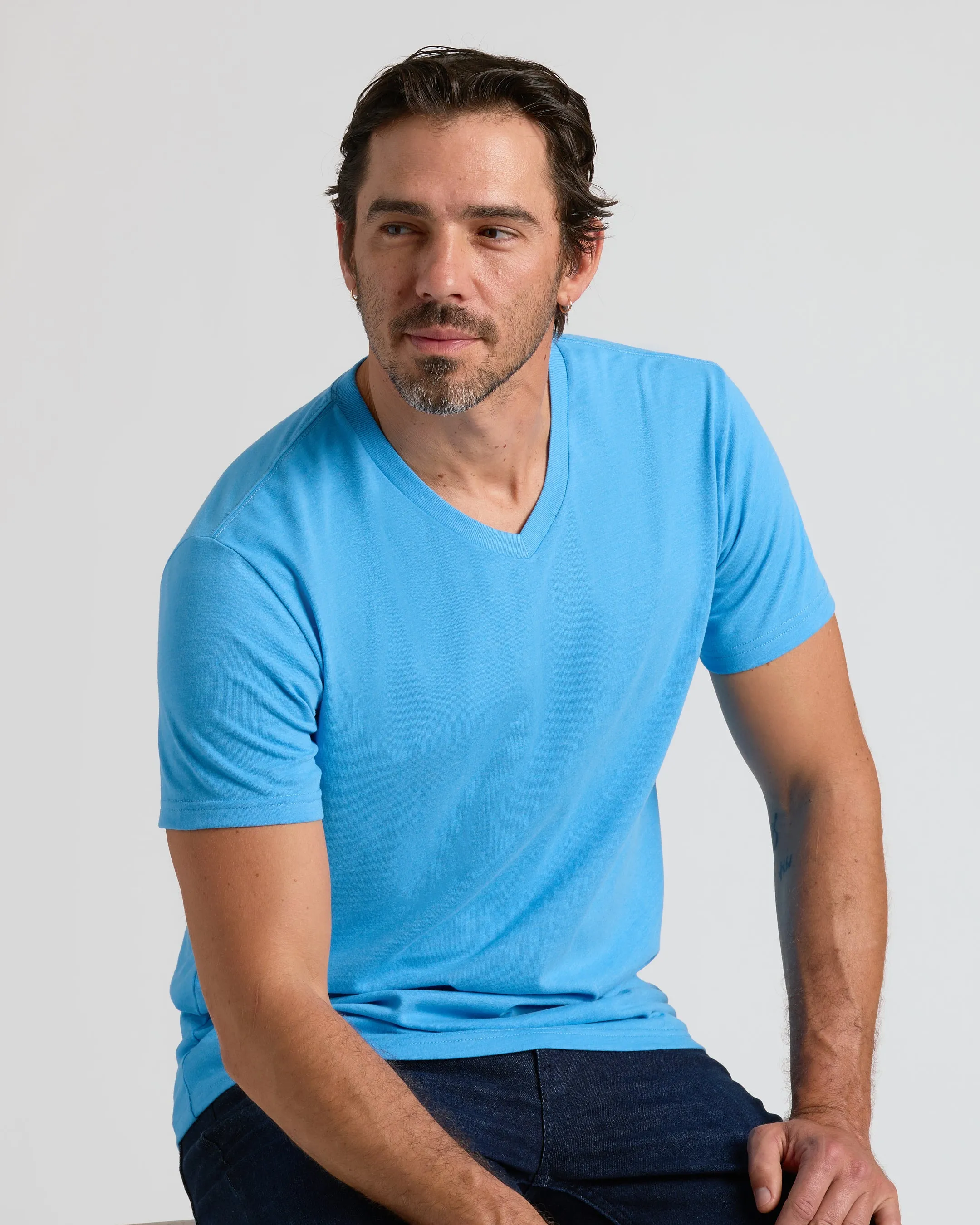Dark Heather Bahama Blue V-Neck Tee