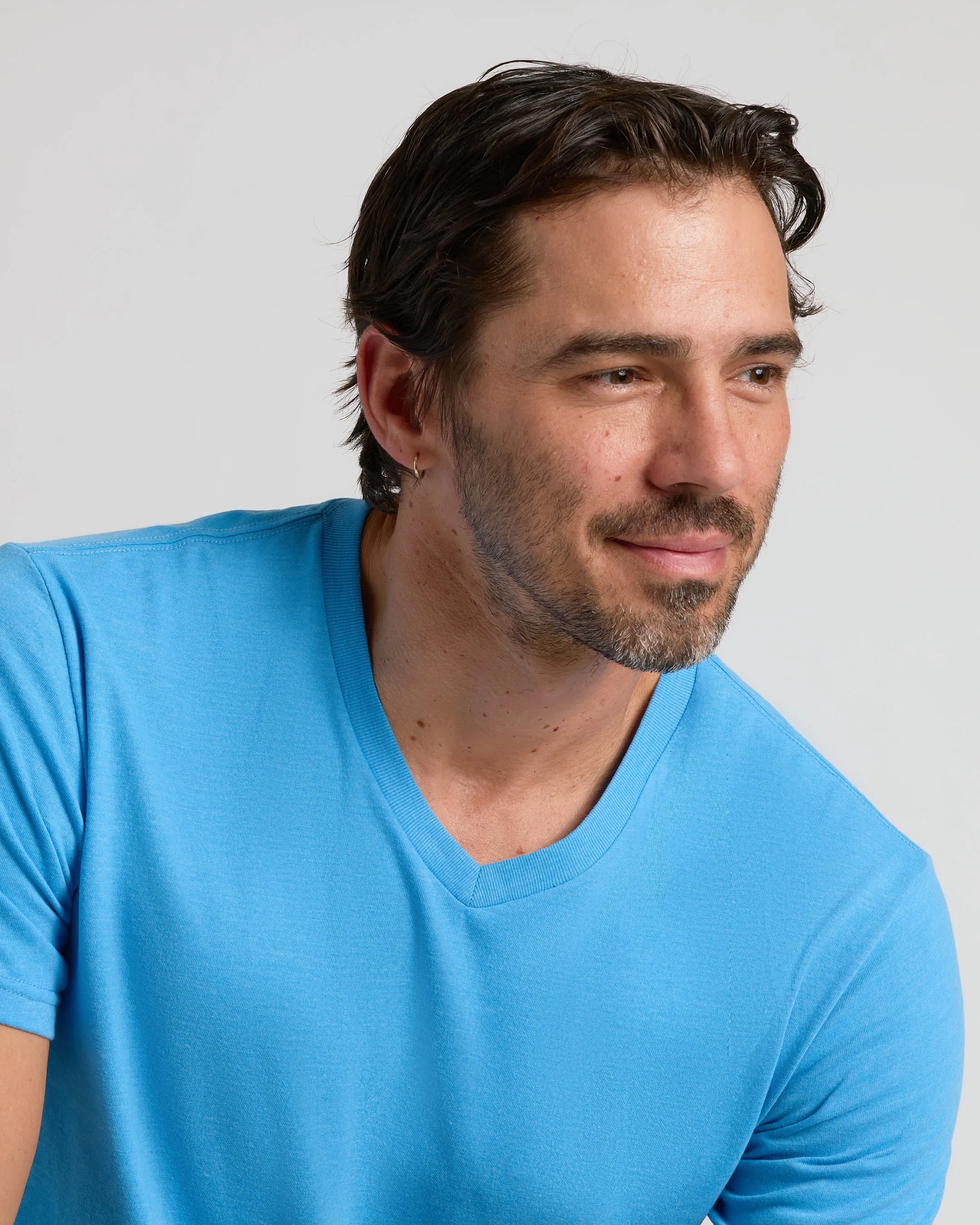 Dark Heather Bahama Blue V-Neck Tee