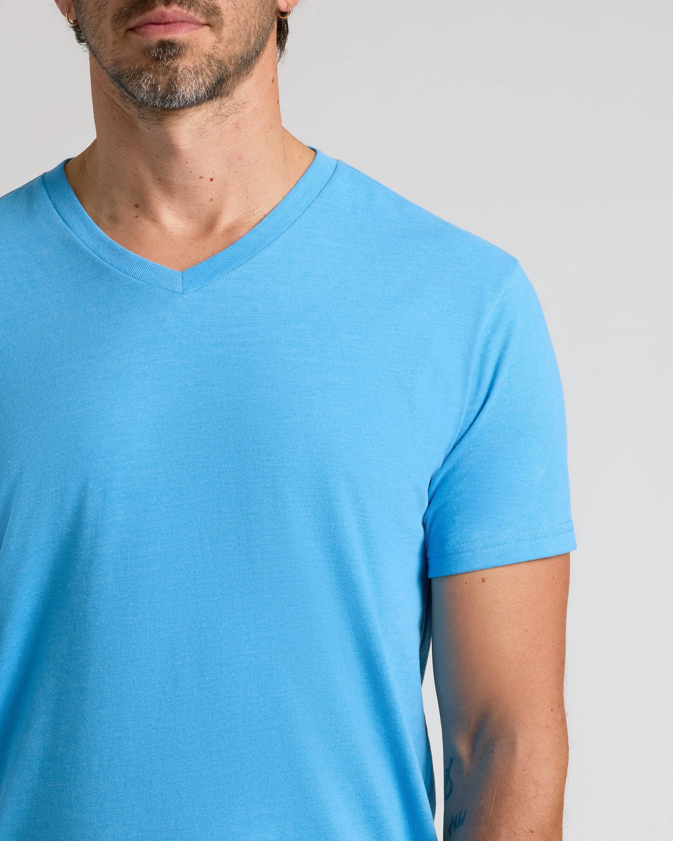 Dark Heather Bahama Blue V-Neck Tee