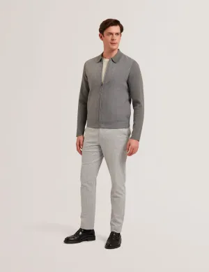 Dejo Herringbone Front Zip Through Grey