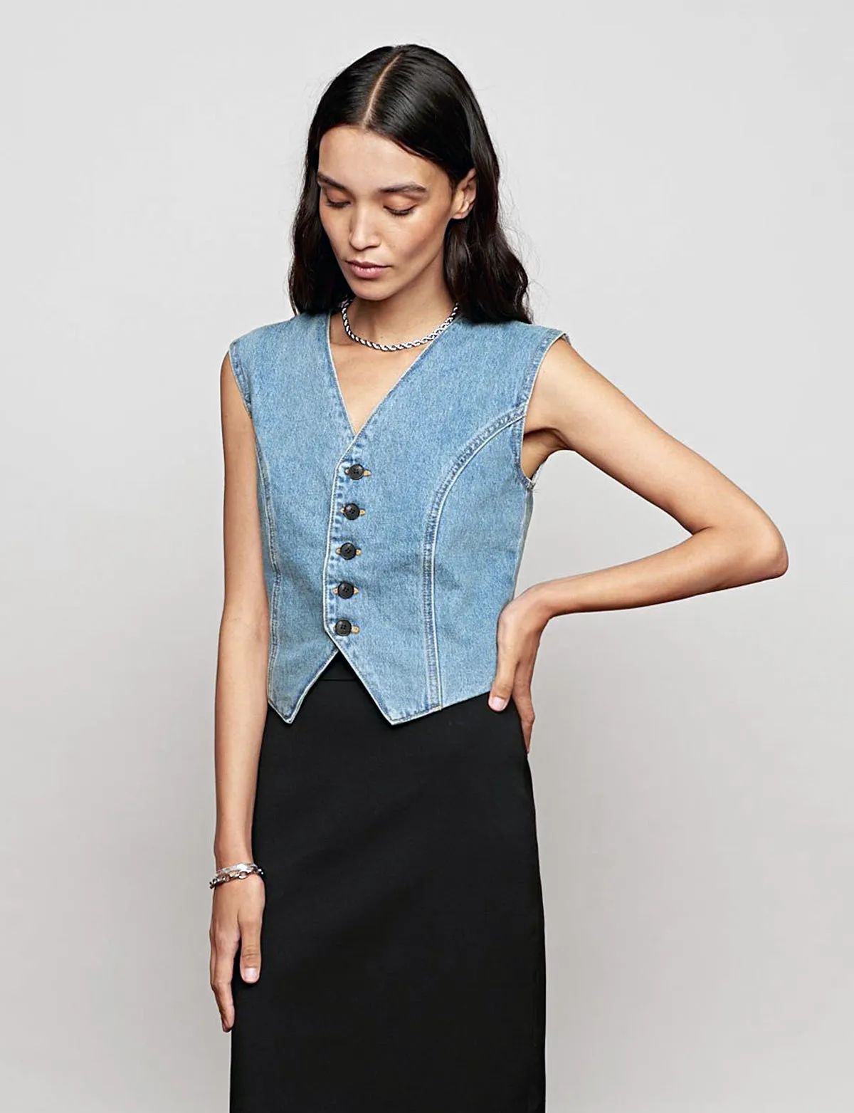 Denim Fitted Vest