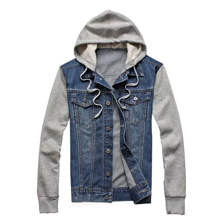 Denim Jacket men hooded sportswear Outdoors Casual fashion Jeans Jackets Hoodies Cowboy Mens Jacket and Coat Plus Size 4XL 5XL