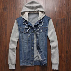 Denim Jacket men hooded sportswear Outdoors Casual fashion Jeans Jackets Hoodies Cowboy Mens Jacket and Coat Plus Size 4XL 5XL