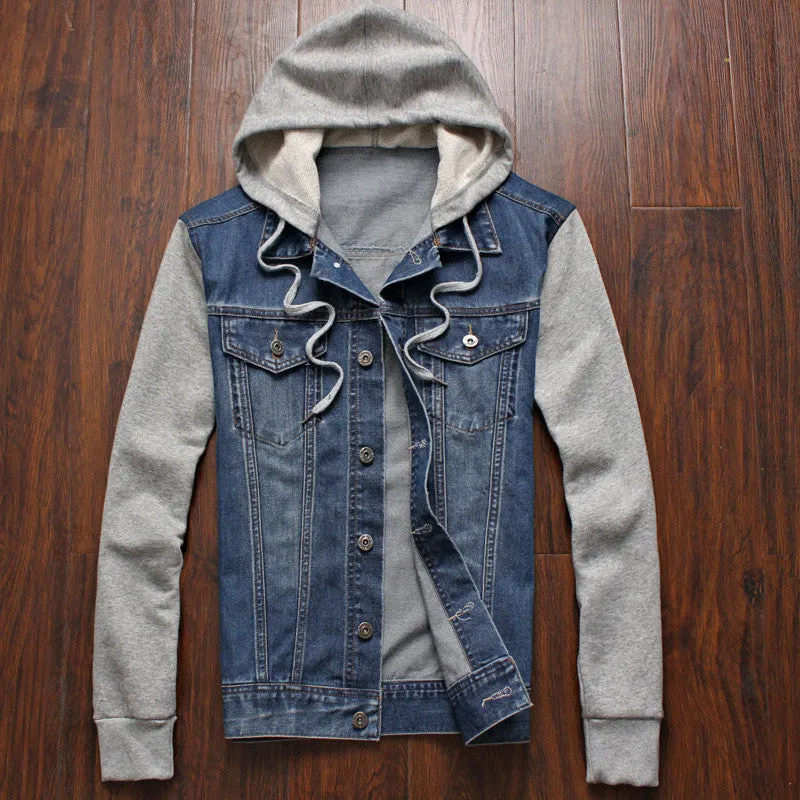 Denim Jacket men hooded sportswear Outdoors Casual fashion Jeans Jackets Hoodies Cowboy Mens Jacket and Coat Plus Size 4XL 5XL