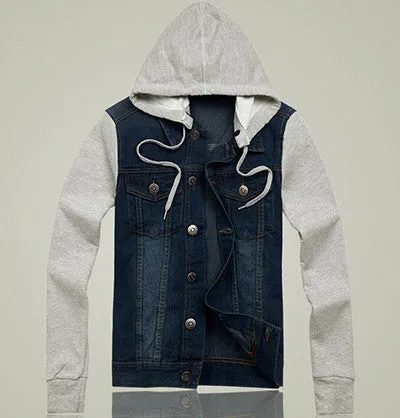 Denim Jacket men hooded sportswear Outdoors Casual fashion Jeans Jackets Hoodies Cowboy Mens Jacket and Coat Plus Size 4XL 5XL