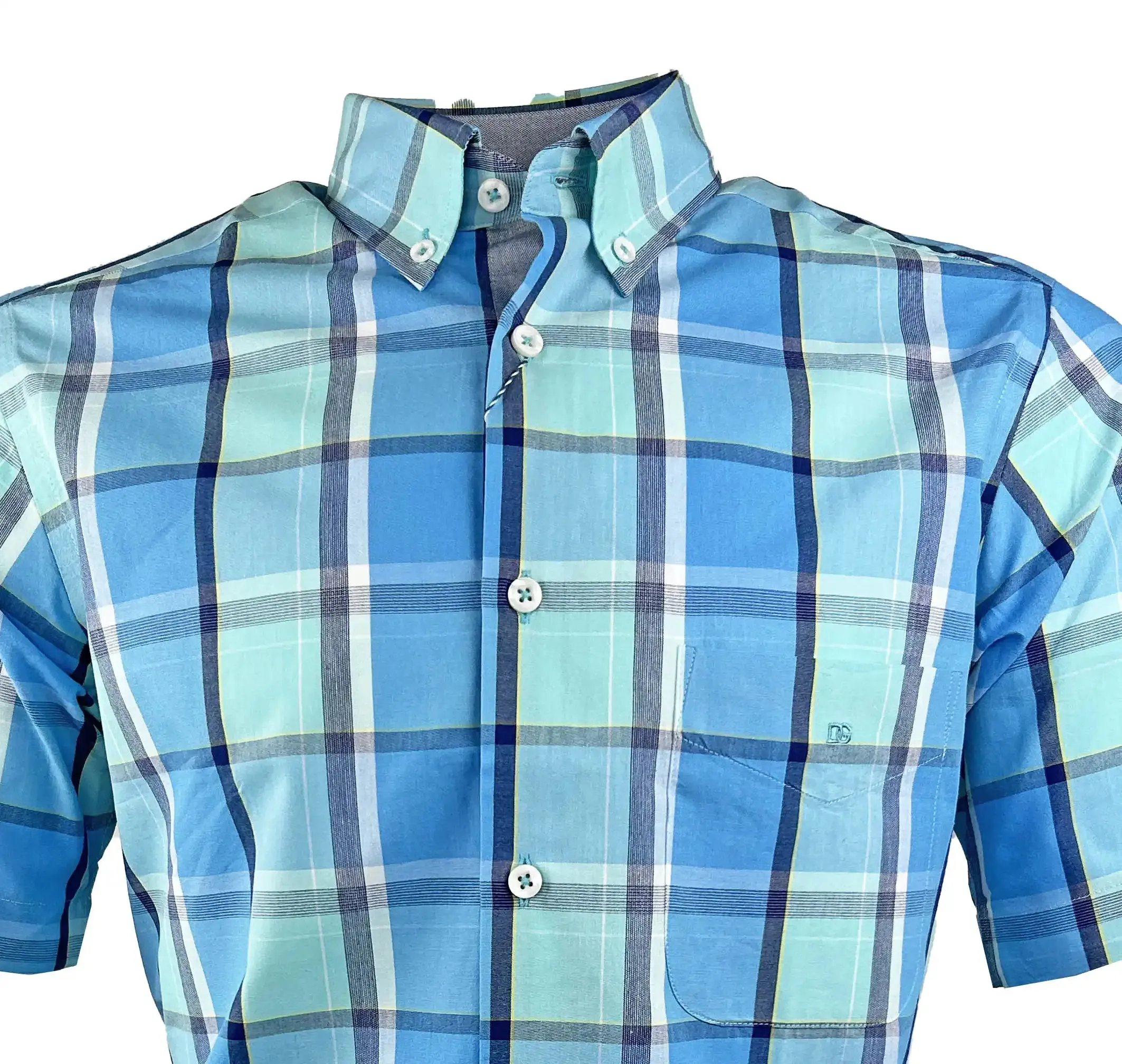 DG's Drifter Mens Short Sleeve Check Shirt Ivano 14724SS-26 Turquoise
