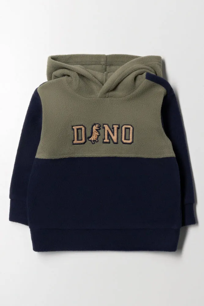Dinosaur Colour Block Hoodie Green And Navy