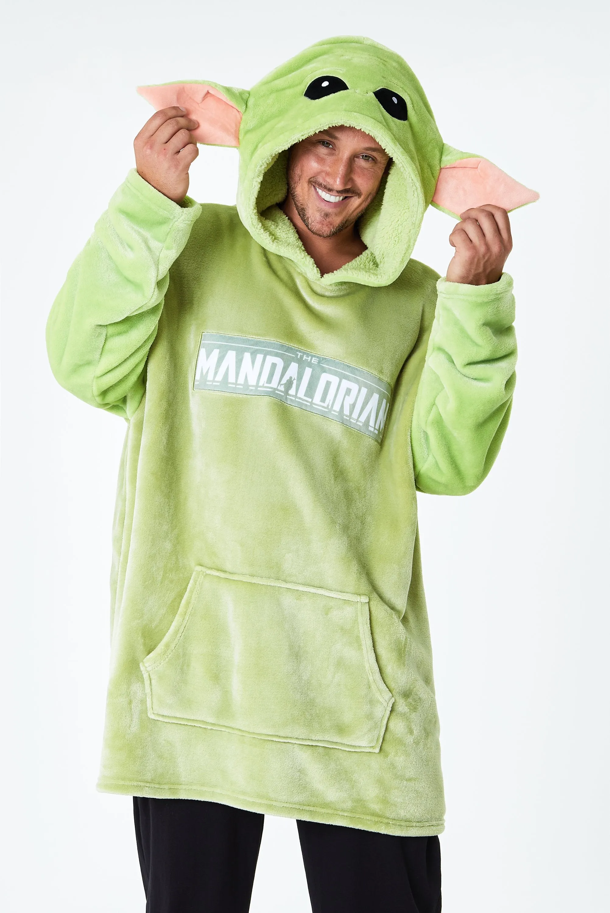 Disney The Mandalorian Hoodies for Men, Baby Yoda Oversized Hoodie Blanket Green