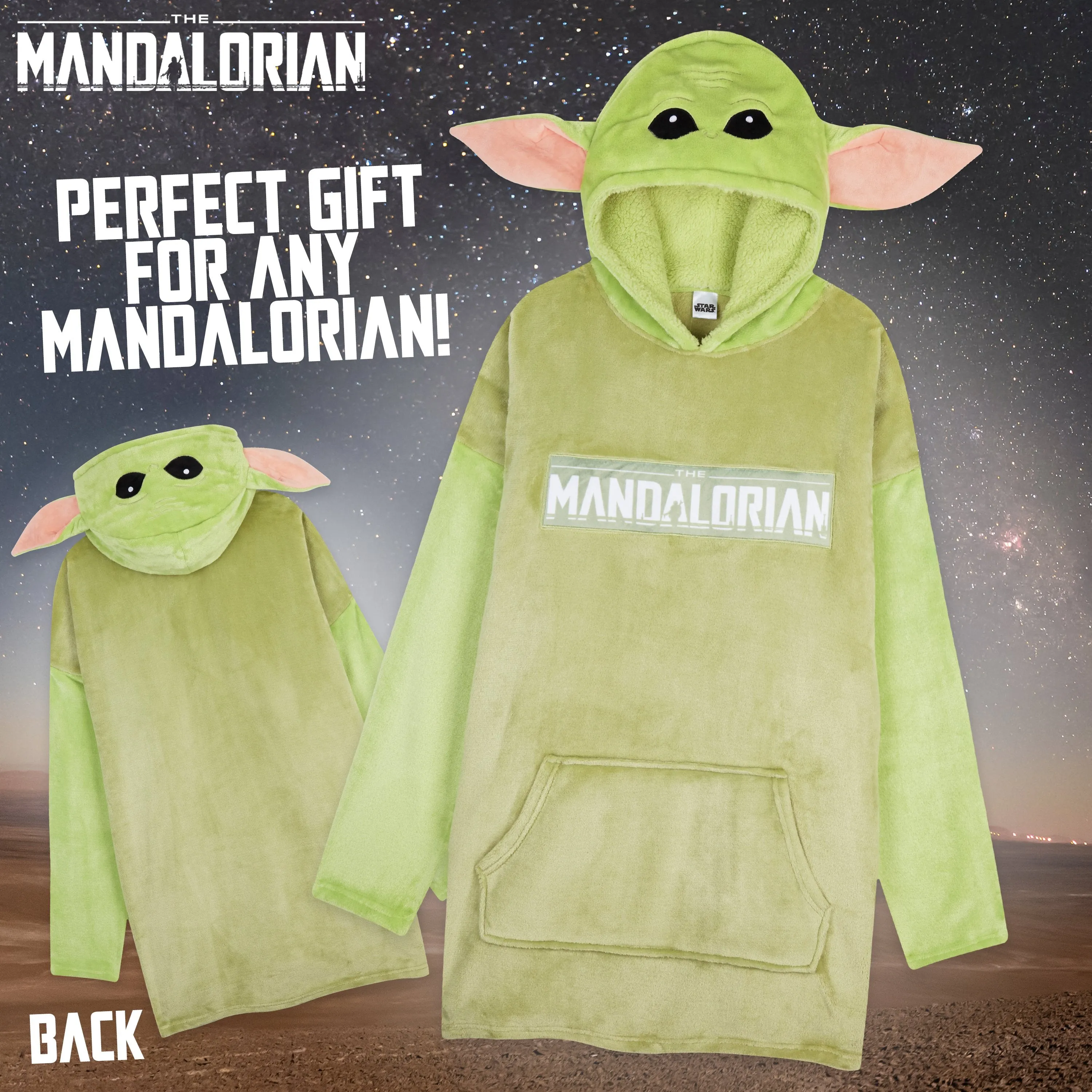 Disney The Mandalorian Hoodies for Men, Baby Yoda Oversized Hoodie Blanket Green