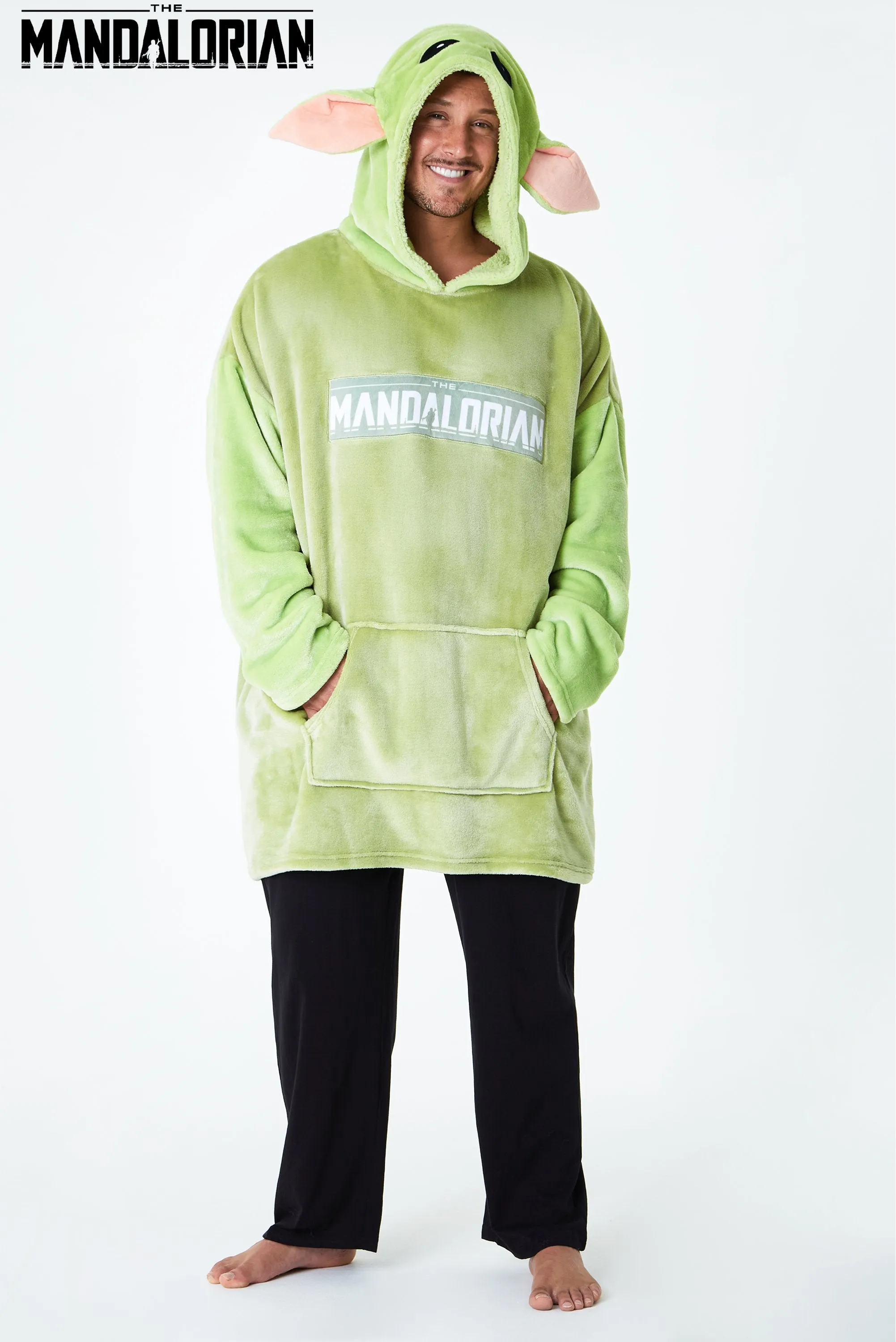 Disney The Mandalorian Hoodies for Men, Baby Yoda Oversized Hoodie Blanket Green
