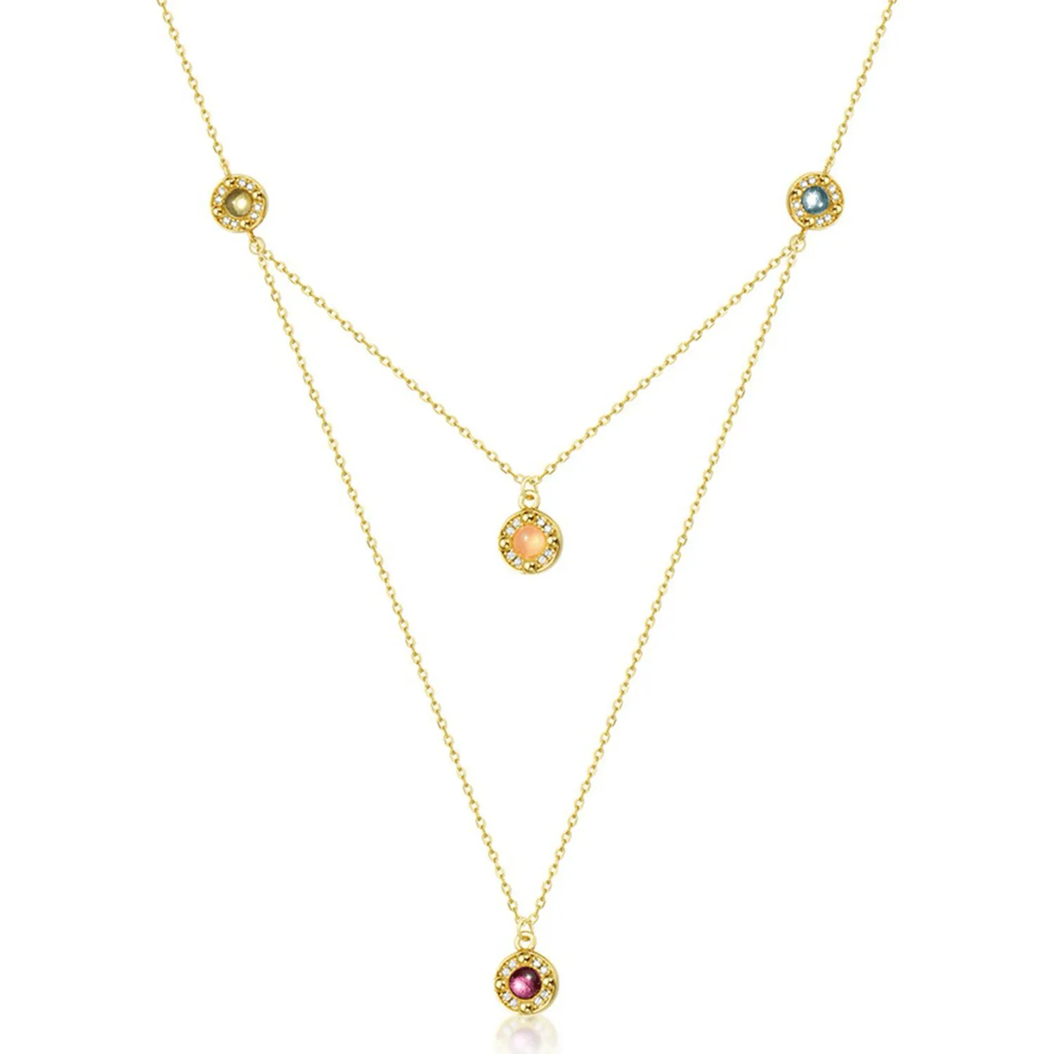 Double-Layer Dainty Gem Necklace