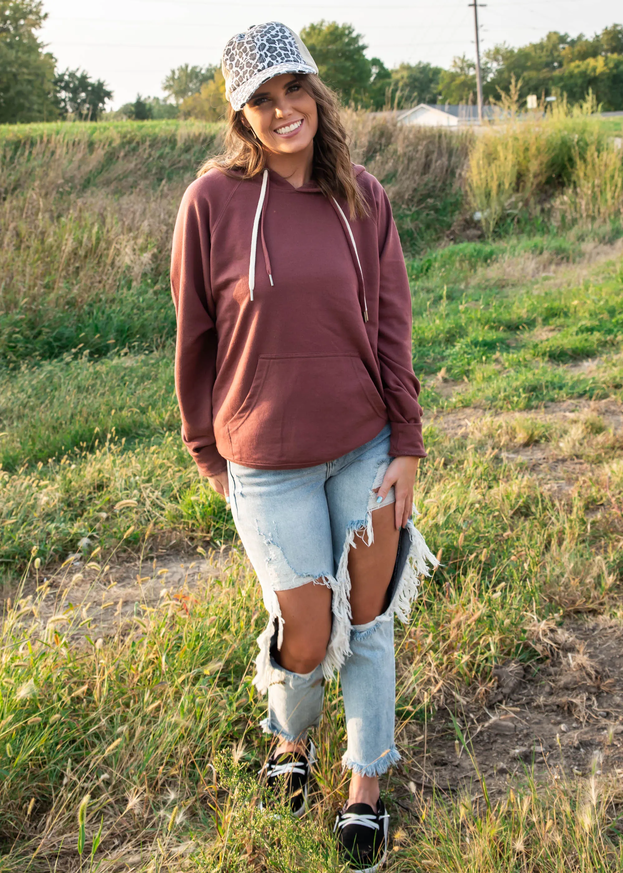 Double String Solid Hoodie **