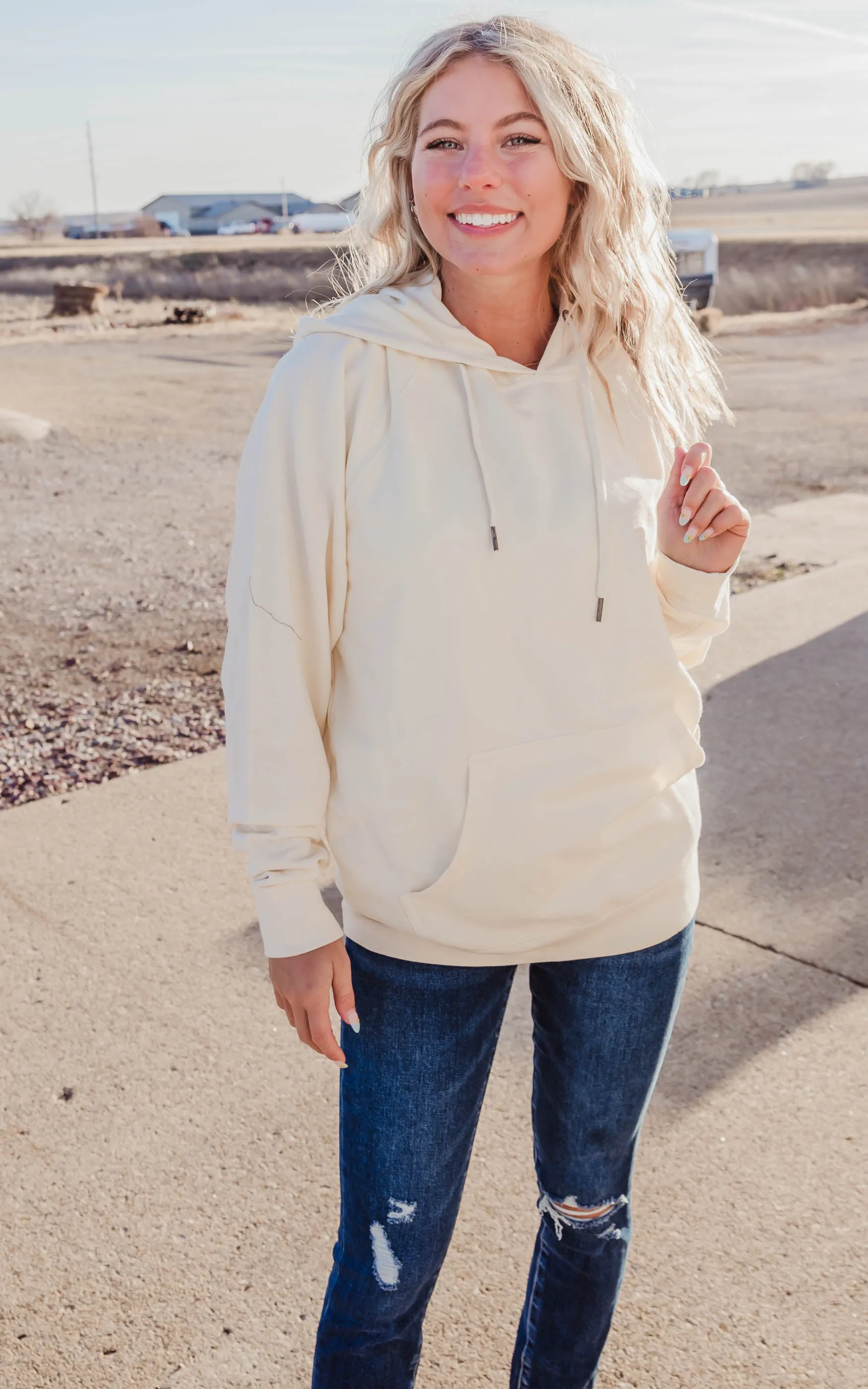 Double String Solid Hoodie **