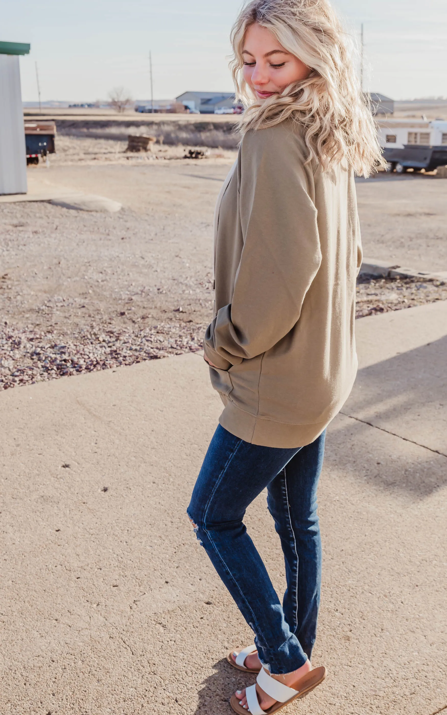 Double String Solid Hoodie **