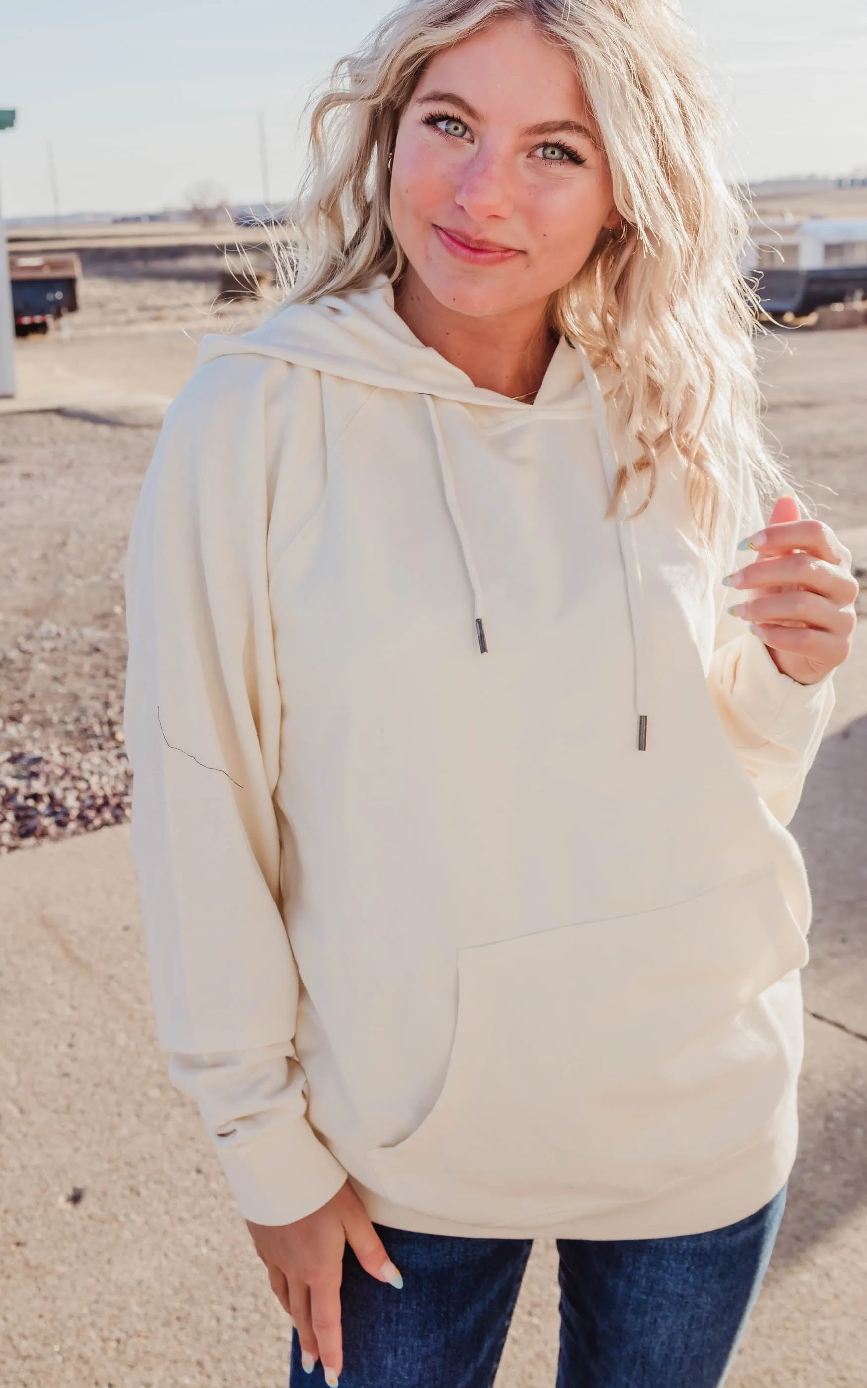 Double String Solid Hoodie **