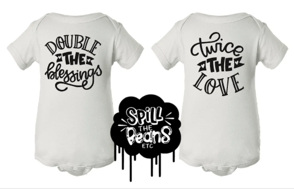 Double The Blessings   Twice The Love Kid's Tees Or Bodysuits