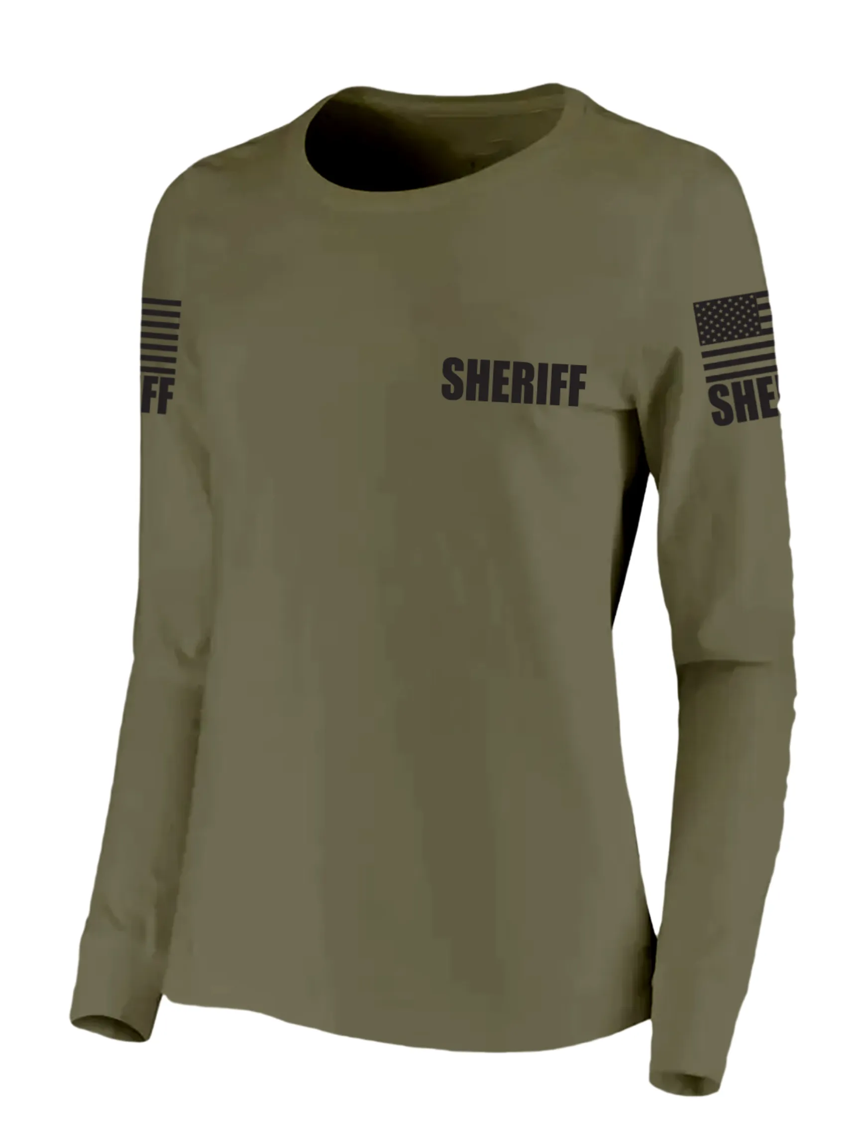 Drab Green Sheriff Women's Shirt - Long Sleeve (Black)