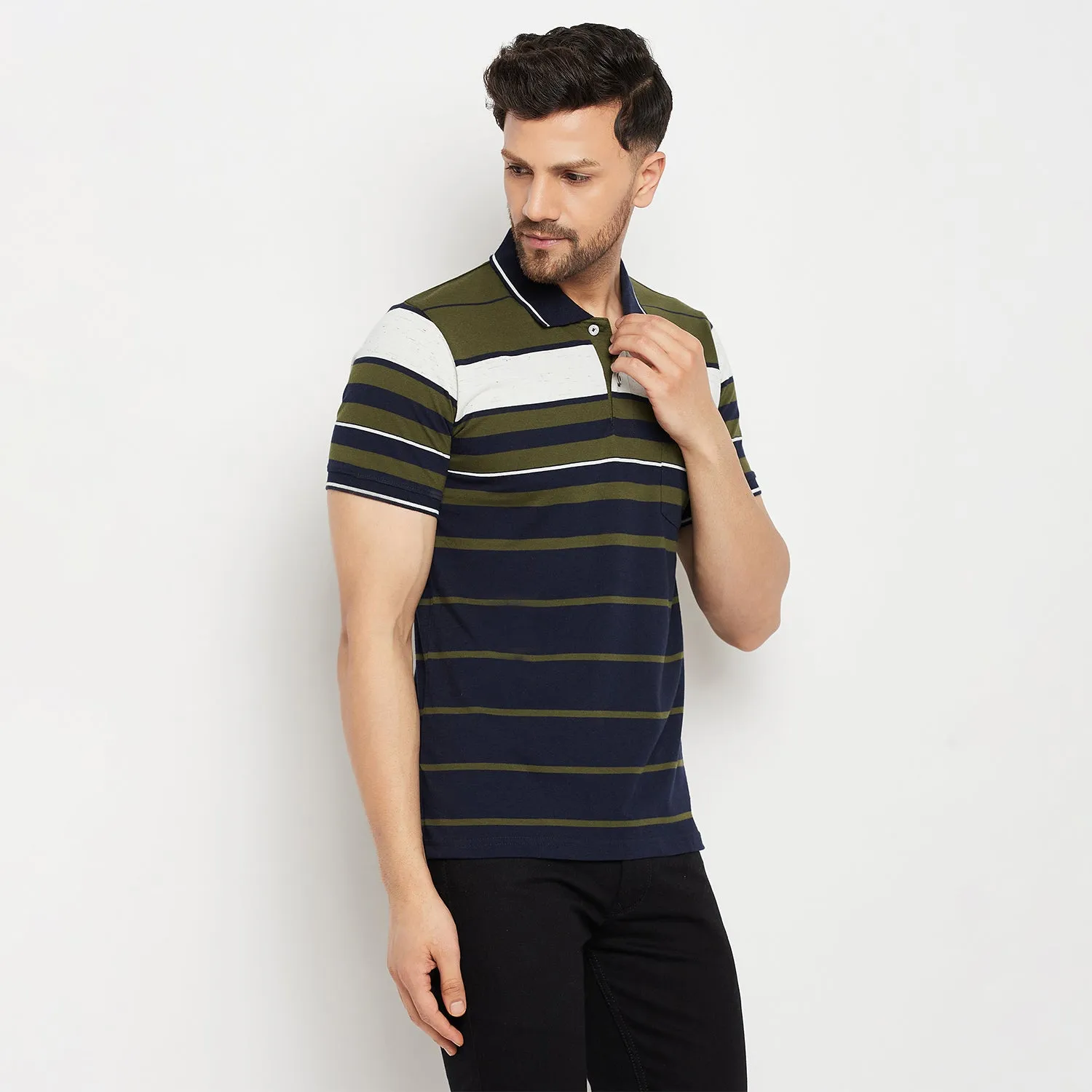 Duke Stardust Men Half Sleeve Polo Neck Cotton T-shirt (LF5881)