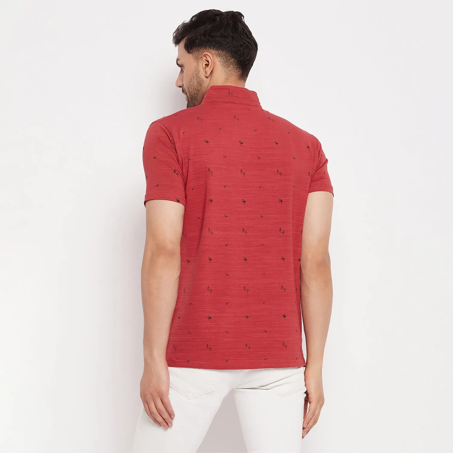 Duke Stardust Men Mandarin Collar Half Sleeve Cotton T-shirt (LF5483)