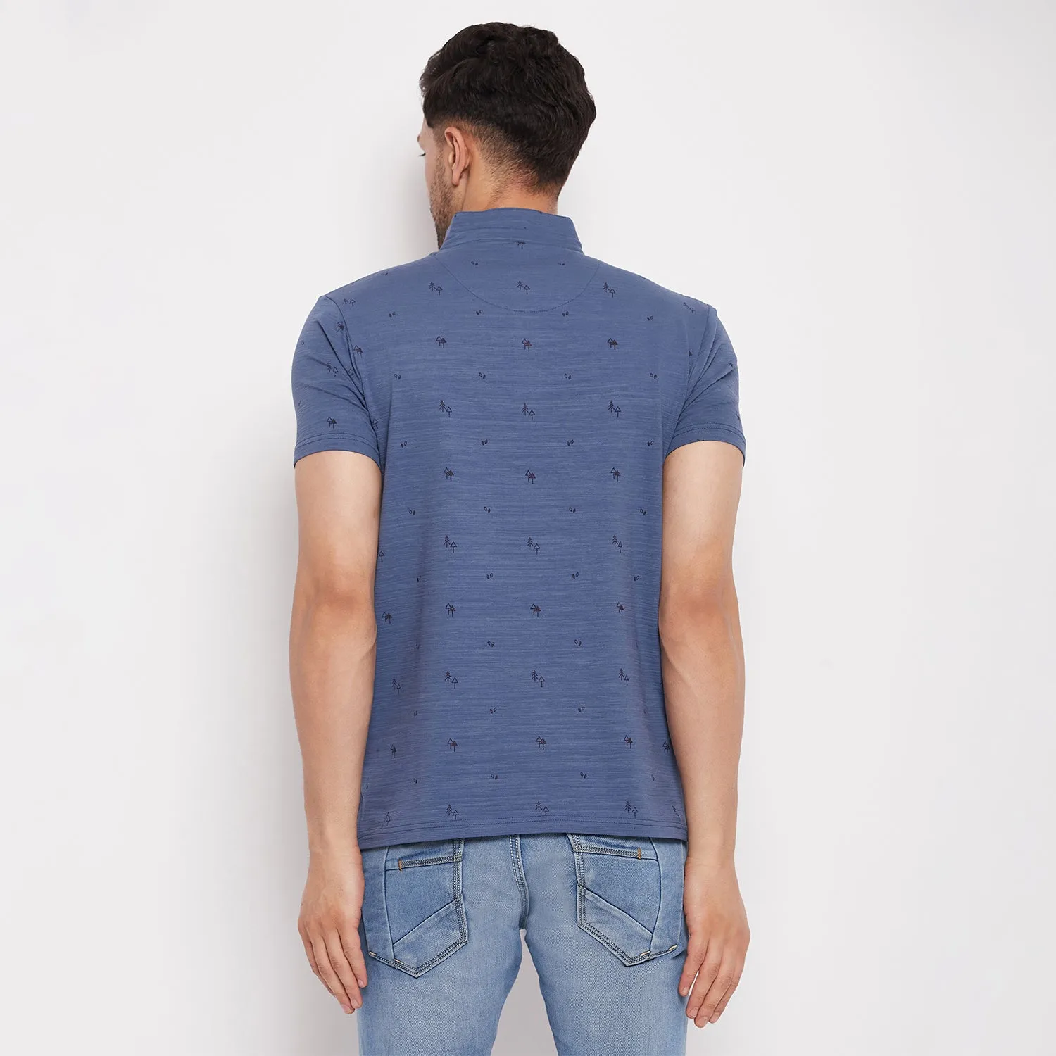 Duke Stardust Men Mandarin Collar Half Sleeve Cotton T-shirt (LF5483)