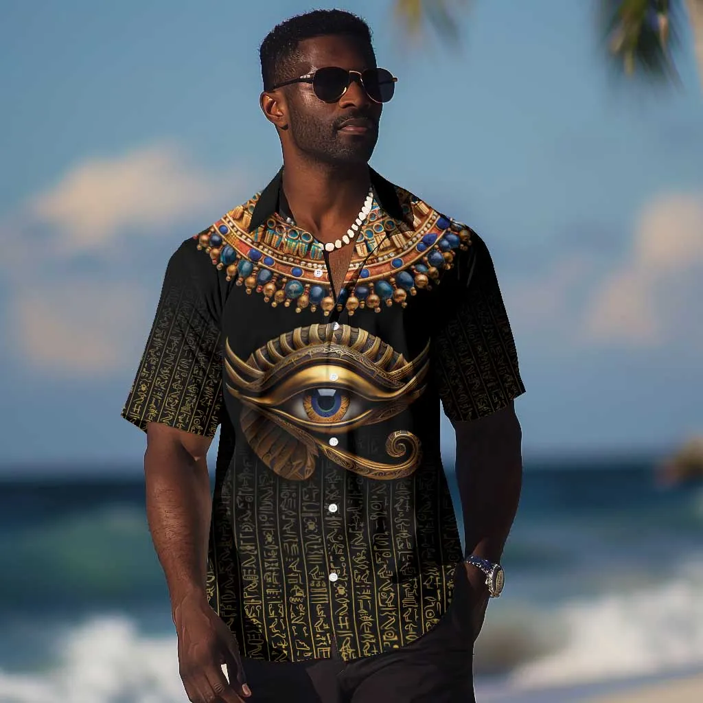 Egypt Eyes Of Horus Hawaiian Shirt with Egyptian Hieroglyphs LT9