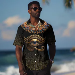 Egypt Eyes Of Horus Hawaiian Shirt with Egyptian Hieroglyphs LT9