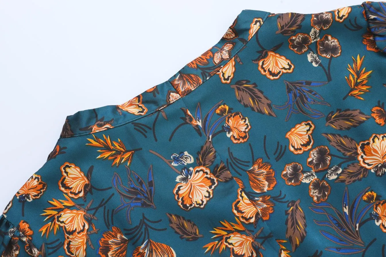 Elegant Mid-Length Floral Print Dress for Women