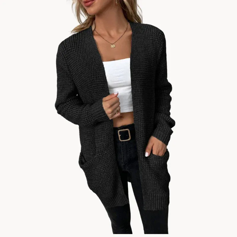 Elegant Women's Long V-Neck Cardigan - Uliana